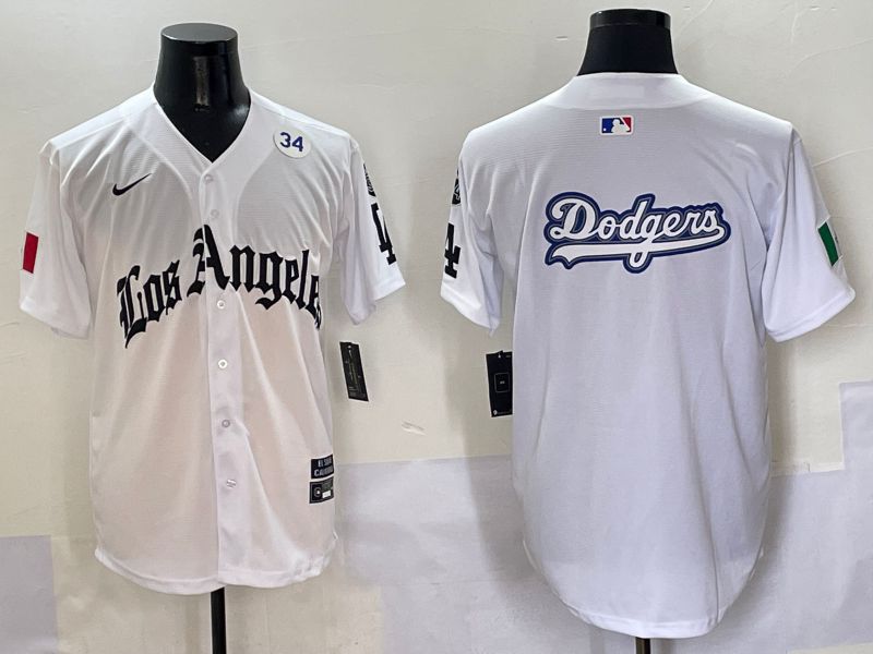 Men Los Angeles Dodgers Blank White Five generations Joint Name 2025 Nike MLB Jersey style 19
